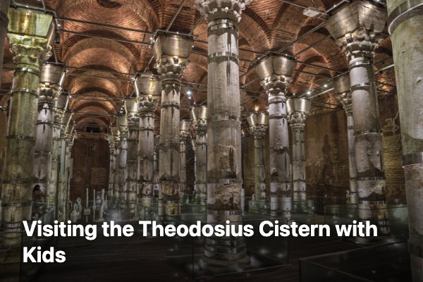 Columns and brick vaults inside the Theodosius Cistern in Istanbul